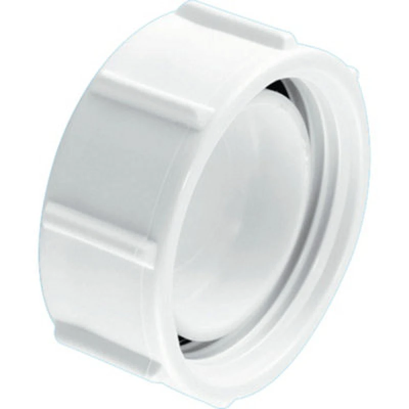 Image of McAlpine T23 1.5" Blank Cap with nut for BSP threads White