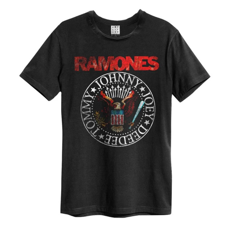 Image of Amplified Amplified Men Vintage Seal Ramones T-Shirt in Charcoal Size: Small Charcoal S Male 5063470345038