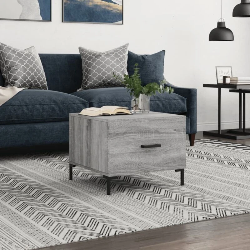 Image of Vidaxl Coffee Table Grey Sonoma 50X50X40 Cm Engineered Wood, Grey 829408