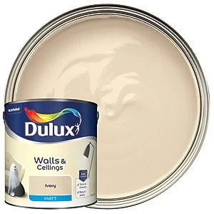 Image of Dulux Walls & Ceilings Ivory Matt Emulsion Paint 2.5L