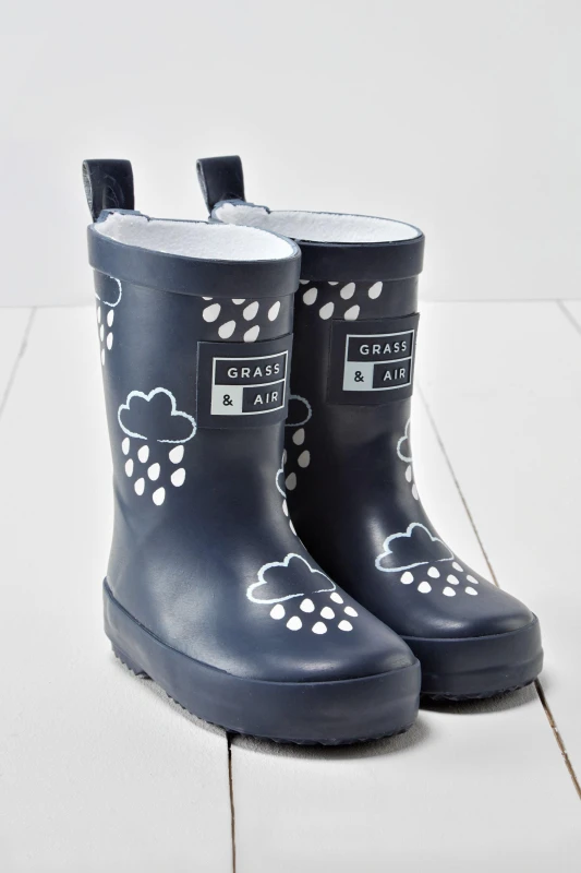 Image of Grass & Air Colour Changing Wellies in Navy Size: Infant 8 Navy Unisex Infant 8