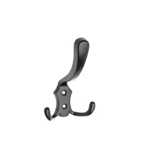 Image of GTV Triple Hat Coat Hanger Hook Door Wall Bath with Fixings - Black, Pack of 3