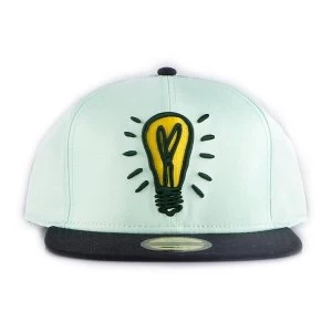 Image of Hasbro - Light Bulb Icon Unisex Snapback Baseball Cap - Turquoise/Black