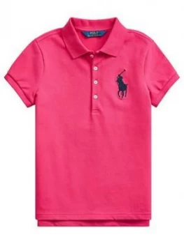 Image of Ralph Lauren Girls Short Sleeve Big Pony Polo Shirt - Bright Pink, Bright Pink, Size Age: 12-14 Years, L, Women