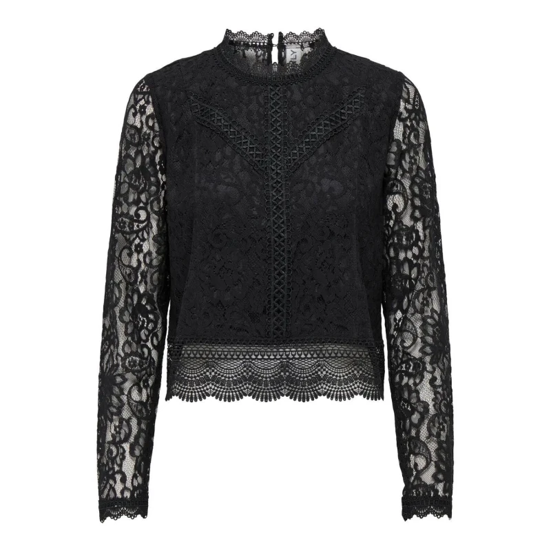 Image of Only Lace Short Blouse Black Women XS