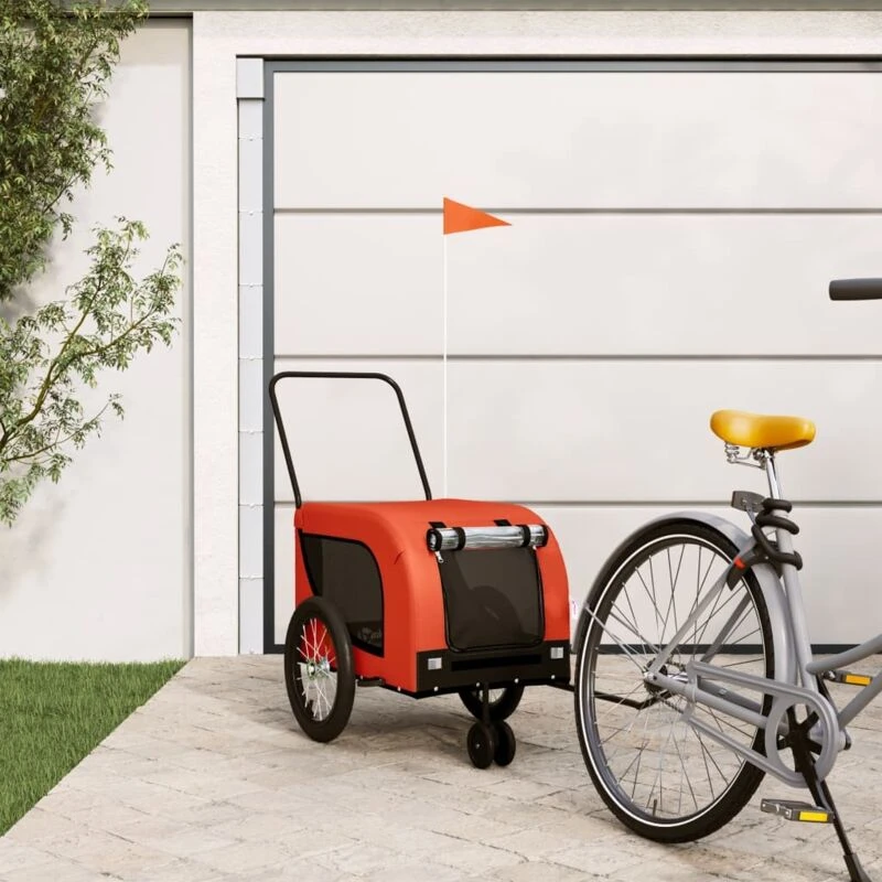 Image of VIDAXL Vidaxl - Pet Bike Trailer Orange and Black Oxford Fabric and Iron 8720845771041