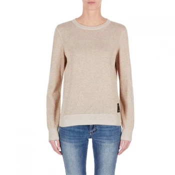 Image of Armani Exchange Lurex Knitted Sweatshirt Gold Size L Women