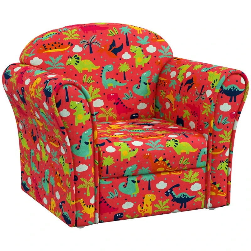 Image of Aiyaplay Kids Sofa Chair With Dinosaur Design For Bedroom Playroom Red, Red 310-074V70RD