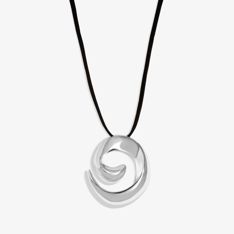 Image of Inicio Silver Plated Molten Cord Pendant - Gift Pouch Silver