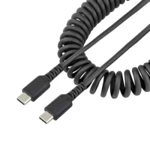 Image of StarTech.com 20" (50cm) USB C Charging Cable Coiled Heavy Duty Fast Charge & Sync USB-C Cable USB 2.0 Type-C Cable Rugged Aramid Fiber Durable Male to