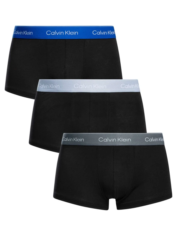 Image of Calvin Klein 3 Pack Icon Low Rise Trunks Black ( Royalty/Black/Casual) XXL