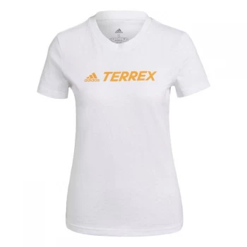 Image of adidas Terrex Classic Logo T-Shirt Womens - White / Eqt Orange