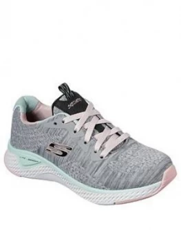 Image of Skechers Girls Solar Fuse Brisk Escape Trainers - Grey, Size 5 Older