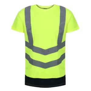 Image of Regatta Mens Pro Hi-Vis Short-Sleeved T-Shirt (M) (Yellow/Navy)