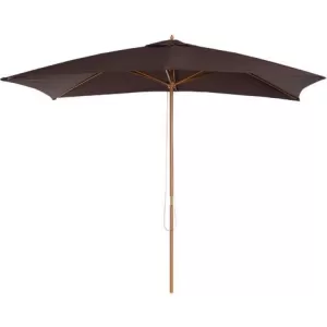 Image of Outsunny 2 x 3 x 2.5m Wood Square Parasol Sun Shade Patio Garden Outdoor Wooden Umbrella Canopy Teak