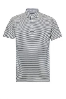 Image of Mens French Connection Garment Dye Mini Stripe Polo Shirt Blue