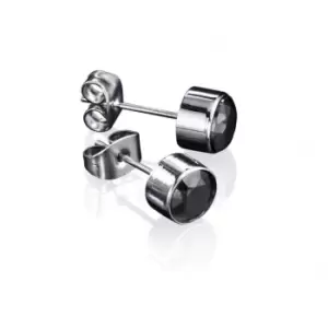 Image of Fred Bennett Stainless Steel Black Bezel Set Earrings E3795