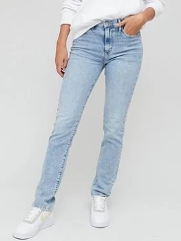 Image of Levis 724 High Rise Straight Leg Jean - Light Blue Size 29, Inside Leg 32, Women