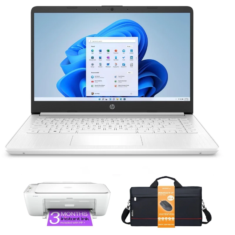 Image of HP 14" 4GB, 128GB, Win 11, Office 365 - HP Bundle White unisex Print Set