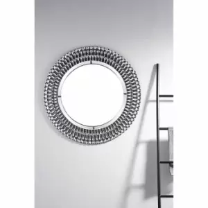 Image of Furniture Box Pearl Small/Medium Silver Stylish Circular Round Modern Living Room Bedroom Wall Mirror (80Cmx80Cm)