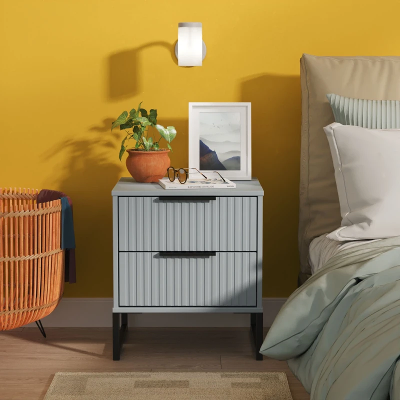 Image of Ready Assembled 2 U Menai 2 Drawer Bedside (Ready Assembled) in Light Blue Size: Small Light Blue Unisex Small