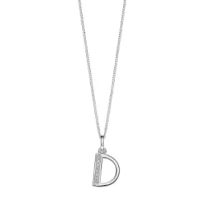 Image of Sterling Silver Art Deco Initial 'D' Pendant with Cubic Zirconia Stone Detail