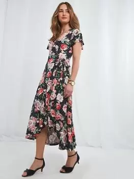 Image of Joe Browns Ravishing Roses Dress -blue, Blue, Size 8, Women