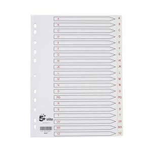 Image of Elite A4 Premium Index White Tabs Polypropylene A Z White 940317