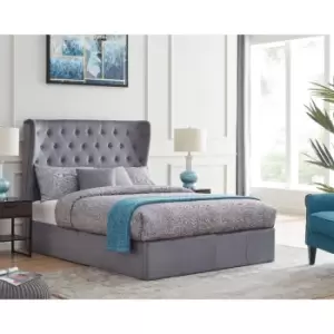 Image of Flintshire Holway 4ft 6 Double Grey Velvet Ottoman Bed Frame