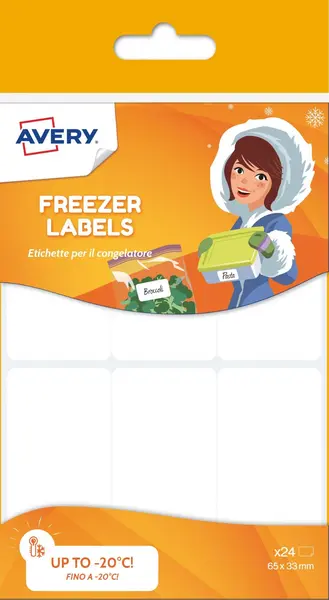 Image of Avery Avery UK Freezer Label with special low temperature adhesive up to -20 degrees C 63.5 x 33mm White (Pack 24 Labels) - CONG24.UK CONG24.UK