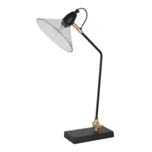 Image of Industrial Black Metal with Glass Conical Shade Table Lamp