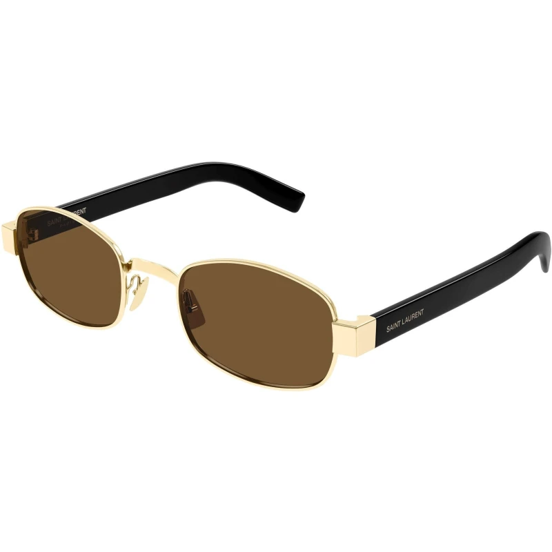 Image of Saint Laurent Saint Laurent Men Oval Gold Black Brown SL 706 Gold One Size Male 889652516301