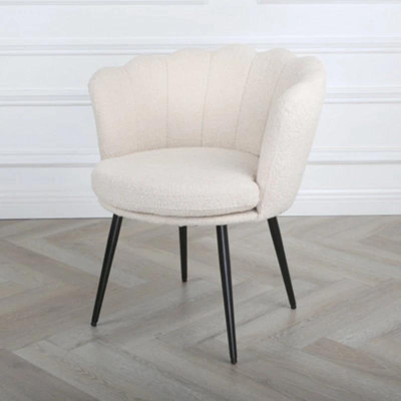 Image of Home Garden Direct Flora - Boucle Armchair in Cream - (Black Legs) Cream Unisex