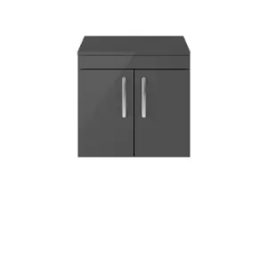 Image of Nuie Athena 600 Wall Hung 2-door Vanity & Worktop - Gloss Grey
