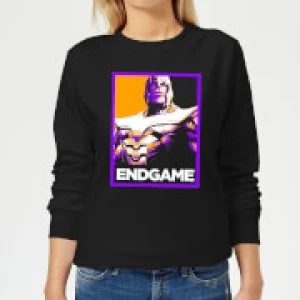 Image of Avengers Endgame Thanos Poster Womens Sweatshirt - Black - M