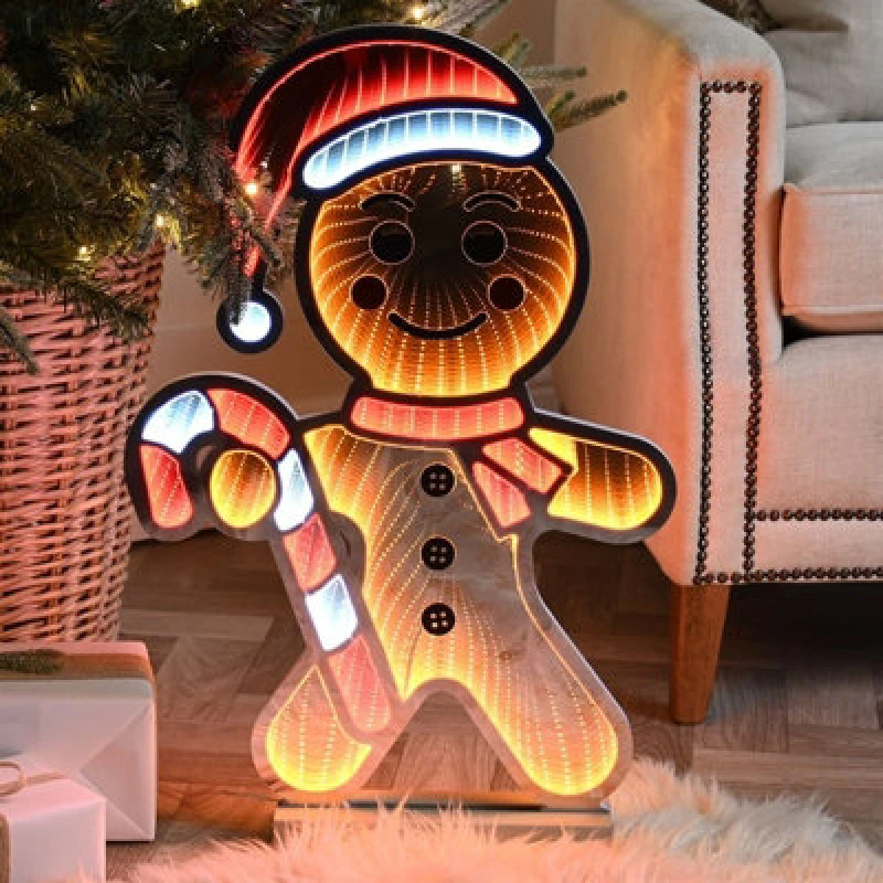 Image of Festive Infinity Gingerbread Man With Wooden Base - 60Cm