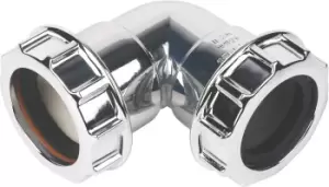 Image of Floplast Chrome Effect Compression 90° Waste Pipe Bend (Dia)40mm