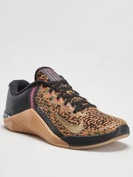 Image of Nike Metcon 6, Leopard Print, Size 4, Women