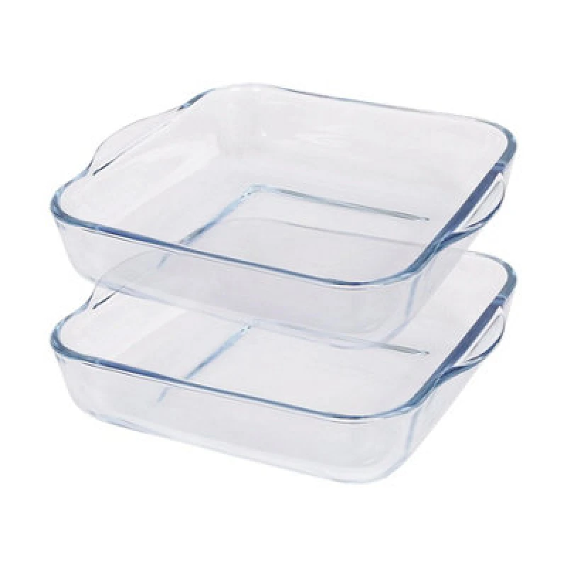 Image of Argon Tableware Square Glass Oven Dishes - 24Cm X 21Cm - Pack Of 2