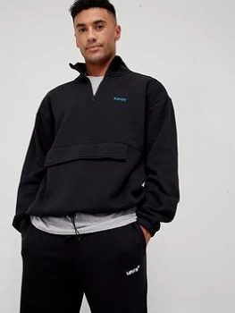 Image of Levis 1/4 Zip Polar Fleece Sweat Top - Black, Size L, Men