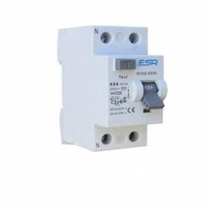 Image of ESR RCCB RCD 2 Pole Domestic Consumer Unit Circuit Breaker - 80A 30mA