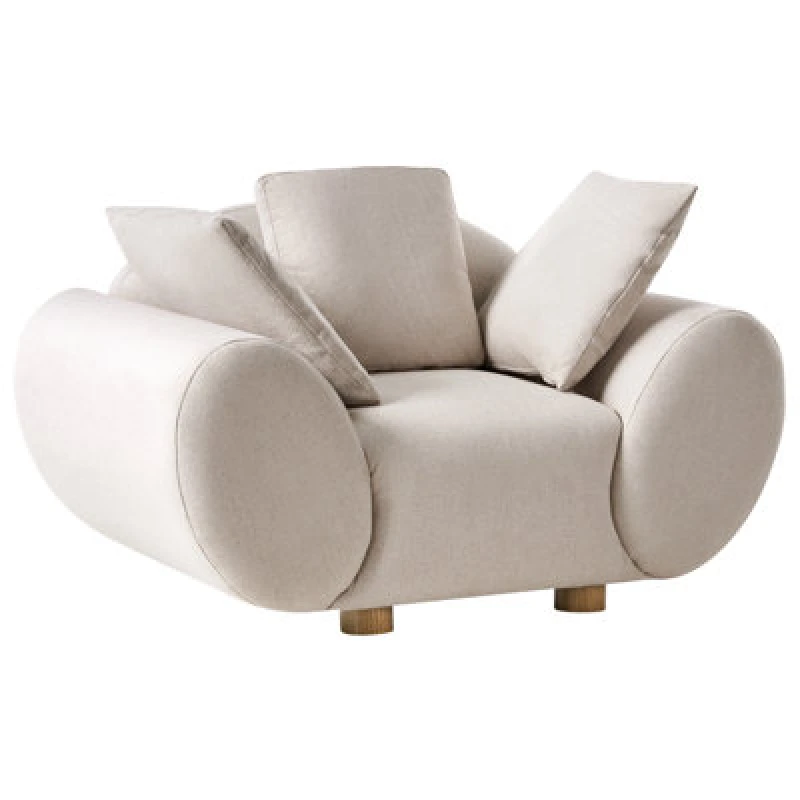 Image of Beliani Fabric Armchair Light Beige Ringel