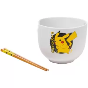 Image of Pokemon Pikachu Ceramic Ramen Bowl with Chopsticks
