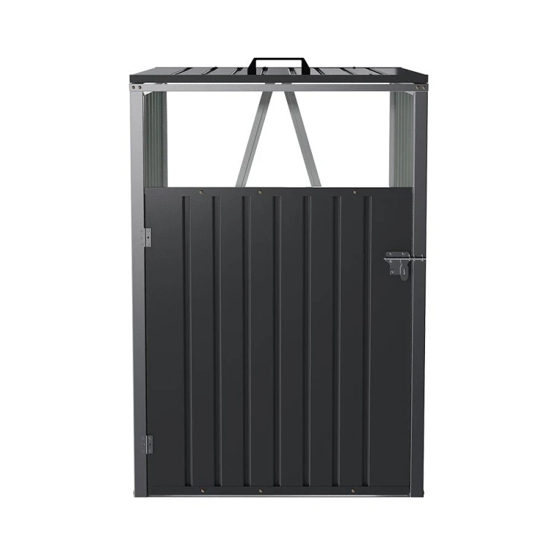Image of Breeins Metal Outdoor Garbage Bin Shed For 1 Trash Bin Black unisex One size