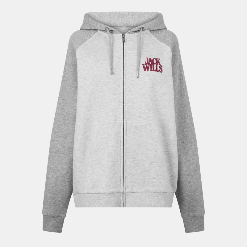 Image of Jack Wills Womens Contrast Zip Hoodie Light Heather female 8 (XS)