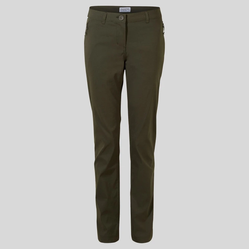Image of Craghoppers Womens Kiwi Pro Polyamide Walking Trousers 8S - Waist 26' (66cm), Inside Leg 28' Mid Khaki CWJ1280-1KQ-8S