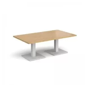 Image of Brescia rectangular coffee table with flat square white bases 1400mm x