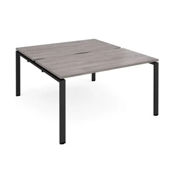 Image of Adapt Adapt sliding top back to back desks 1400mm x 1600mm - Black frame, grey oak top STE1416-K-GO