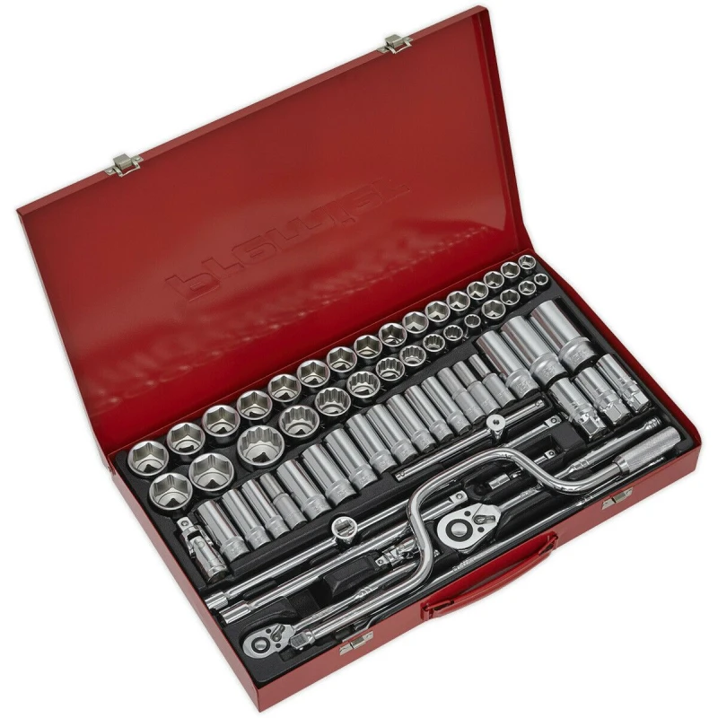 Image of Loops 64 PACK Socket Set - 1/2" & 3/8" Met & Imp Square Drive - Socket Ratchet Handle Multi