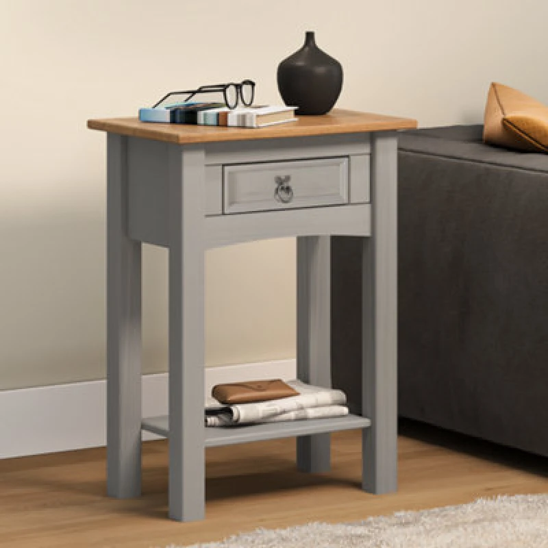 Image of MERCERS FURNITURE Corona Grey Wax 1 Drawer Console Table 5060335867872